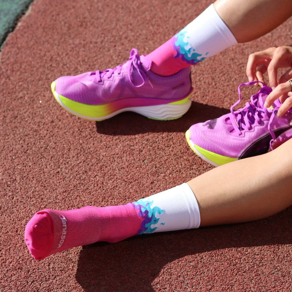 NEON DRIP−RUNNING SOCKS